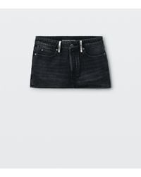 Alexander Wang - Crystal Hotfix Belt Loop Denim Mini Skort - Lyst