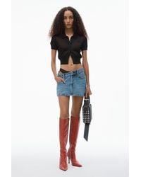Alexander Wang - Pre-styled Denim Skirt With Asymmetrical Lace Waistband - Lyst