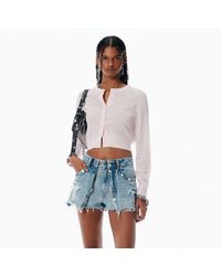 Alexander Wang - Crystal Hotfix Cropped Cardigan - Lyst