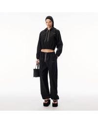 Alexander Wang - Mid-Rise Track Pant With Crystal Hotfix Drawcord - Lyst