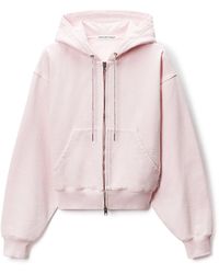 Alexander Wang - Crystal Hotfix Drawcord Zip-Up Hoodie - Lyst