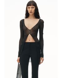 Alexander Wang - Ribbed Cardigan With Engineered Trapped Gems - Lyst