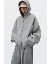 Alexander Wang - Logo Print Oversized Zip-Up Hoodie - Lyst