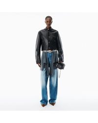 Alexander Wang Collarless Croc-embossed Leather Jacket in