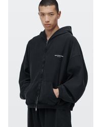 Alexander Wang - Logo Print Oversized Zip-Up Hoodie - Lyst