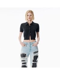 Alexander Wang - Wool Short Sleeve Polo Cardigan - Lyst