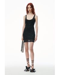 Alexander Wang - Sheer Stretch Tank Dress With Engineered Trapped Gems - Lyst