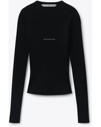 Alexander Wang - Jacquard Logo Long Sleeve Crewneck Top - Lyst