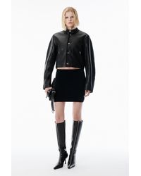 Alexander Wang - Black Wool-blend Mini Skirt With Logo Patch - Lyst