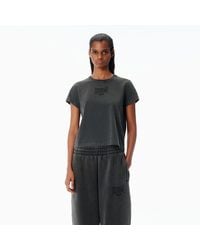 Alexander Wang - Distressed Logo Shrunken Cotton Tee - Lyst