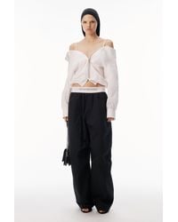 Alexander Wang - Mid-Rise Pleated Wide-Leg Pant With Logo Elastic Waist - Lyst