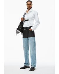 Alexander Wang - Leather Stacked Jean In Denim - Lyst