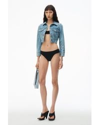 Alexander Wang - Cropped Denim Trucker Jacket In Clear Hotfix - Lyst