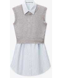 Alexander Wang - Layered Sleeveless Shirt Dress With Knit Top - Lyst