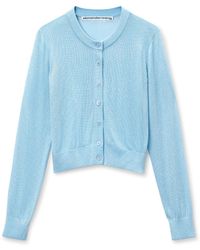Alexander Wang - Cropped Crewneck Cardigan W/ Clear Bead Hotfix - Lyst