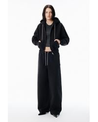 Alexander Wang - Black Cotton Terry Sweatpant With Crystal Hotfix Drawcord - Lyst