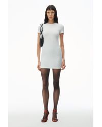 Alexander Wang - Logo Jacquard Stretch Short Sleeve Mini Dress - Lyst