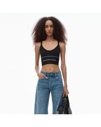 Alexander Wang Logo Elastic Bra in Gray | Lyst