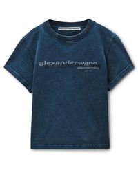 Alexander Wang Logo Embossed Acid Wash Shrunken Tee in Black | Lyst UK