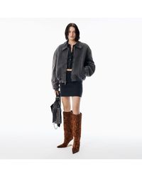Alexander Wang - Wool-Blend Mini Skirt With Logo Patch - Lyst