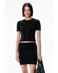 Alexander Wang - Black Wool-blend Hotfix Logo Tee - Lyst
