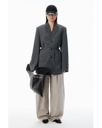 Alexander Wang - Grey Wool-blend Raw-edged Blazer - Lyst