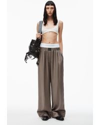 Alexander Wang - Logo Boxer Pant In Shiny Cupro Twill - Lyst