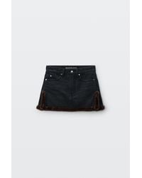 Alexander Wang - Faux Fur Trim Denim Skirt - Lyst