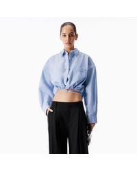 Alexander Wang - Crystal Hotfix Stud Collar Wrap Shirt - Lyst