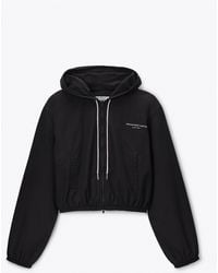 Alexander Wang - Shrunken Hoodie Jacket W/ Rhinestone Drawcord - Lyst