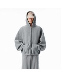 Alexander Wang Crystal Hotfix Zip-up Hoodie in Gray for Men | Lyst