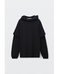 Alexander Wang - Logo Print Pre-Styled Long Sleeve Hooded Tee - Lyst
