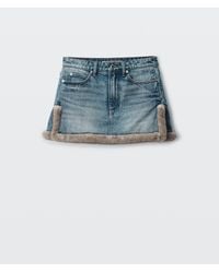 Alexander Wang - Faux Fur Trim Denim Skirt - Lyst