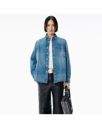 Alexander Wang - Vintage-Effect Marbled Denim Foldline Shirt - Lyst