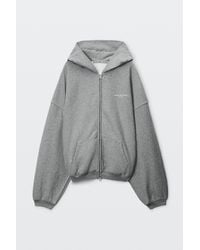 Alexander Wang - Logo Print Oversized Zip-Up Hoodie - Lyst