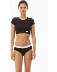 Alexander Wang - Cropped Short-sleeve Tee In Ribbed Cotton Jersey - Lyst