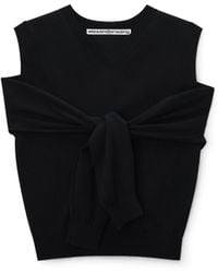 Alexander Wang - Layered V-Neck Vest With Tie-Front Cardigan Detail - Lyst