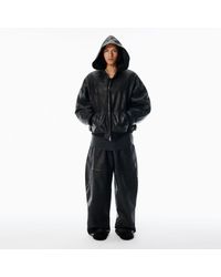 Alexander Wang - Worn Moto Leather Hoodie Jacket - Lyst