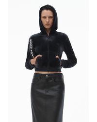 Alexander Wang - Hoodie With Clear Bead Hotfix In Crushed Velour - Lyst
