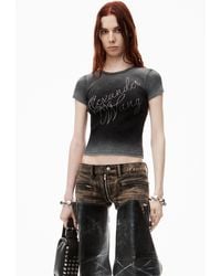 Alexander Wang - Crystal Hotfix Tee In Ribbed Jersey - Lyst