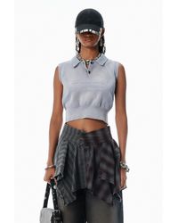 Alexander Wang - Grey Cotton-blend Chenille Logo Polo - Lyst