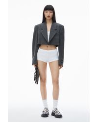 Alexander Wang - Cropped Blazer In Wool Twill With Clear Bead Hotfix - Lyst