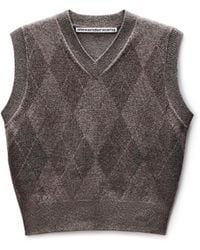 Alexander Wang - Crystal Hotfix Wool-Blend Argyle Vest - Lyst