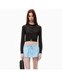 Alexander Wang - Beaded Hotfix Cropped Crewneck Cardigan - Lyst