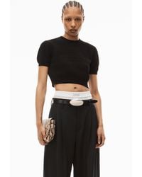 Alexander Wang - Logo Embossed Short Sleeve Ribbed Pullover In Soft Chenille - Lyst