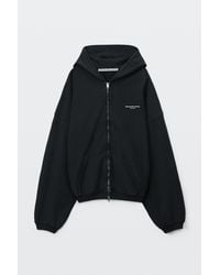 Alexander Wang - Logo Print Oversized Zip-Up Hoodie - Lyst