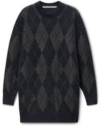 Alexander Wang - Crystal Hotfix Argyle Wool-Blend Dress - Lyst