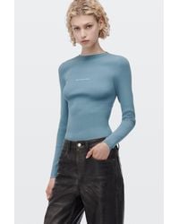 Alexander Wang - Jacquard Logo Long Sleeve Crewneck Top - Lyst