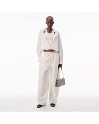 Alexander Wang - Mid-Rise Pleated Wide-Leg Pant With Logo Elastic Waist - Lyst