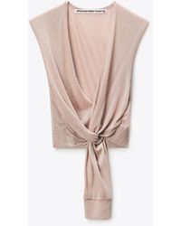 Alexander Wang - Crystal Hotfix Deep V-Neck Knotted Tank - Lyst